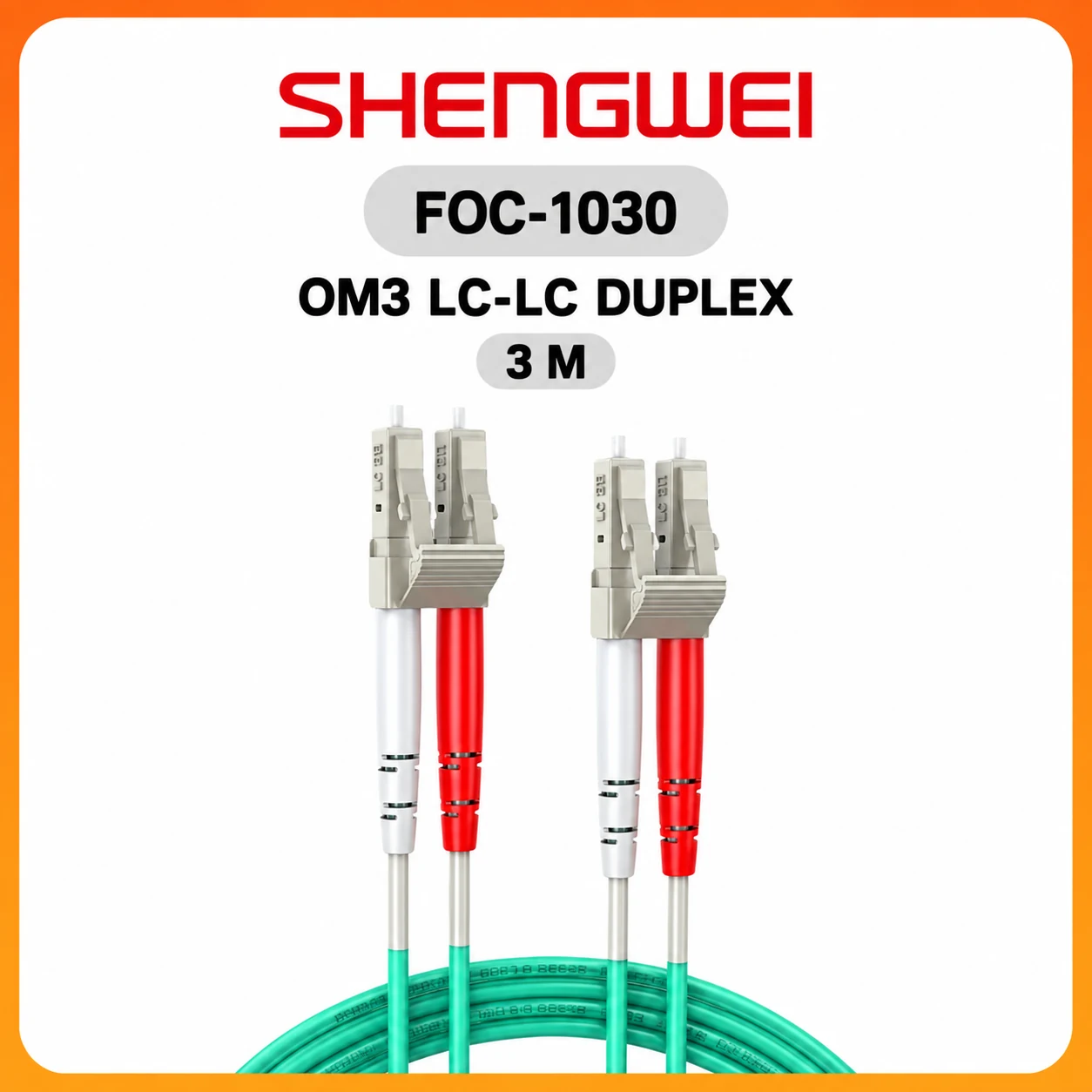 Patch cord fiber optik OM3 LC-LC duplex 3 meter SHENGWEI FOC-1030